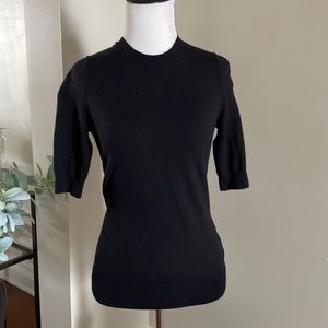{banana republic} merino wool blend black zip back short sleeve sweater